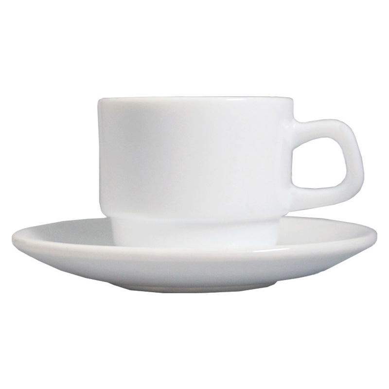 純白寬邊咖啡杯底盤(強化) 11.2cm-80ml