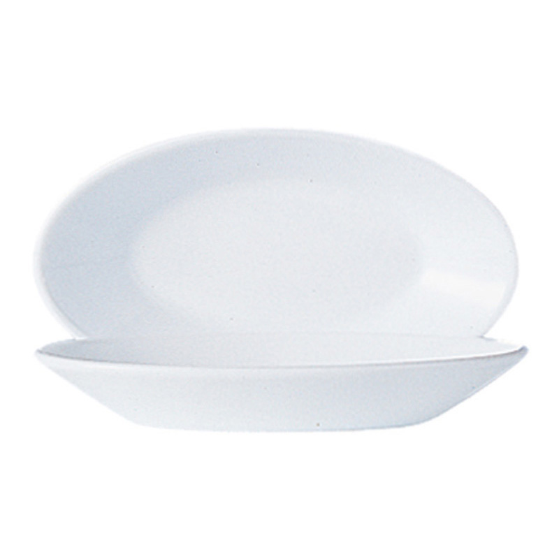 純白寬邊腰只盤(強化) 14cm
