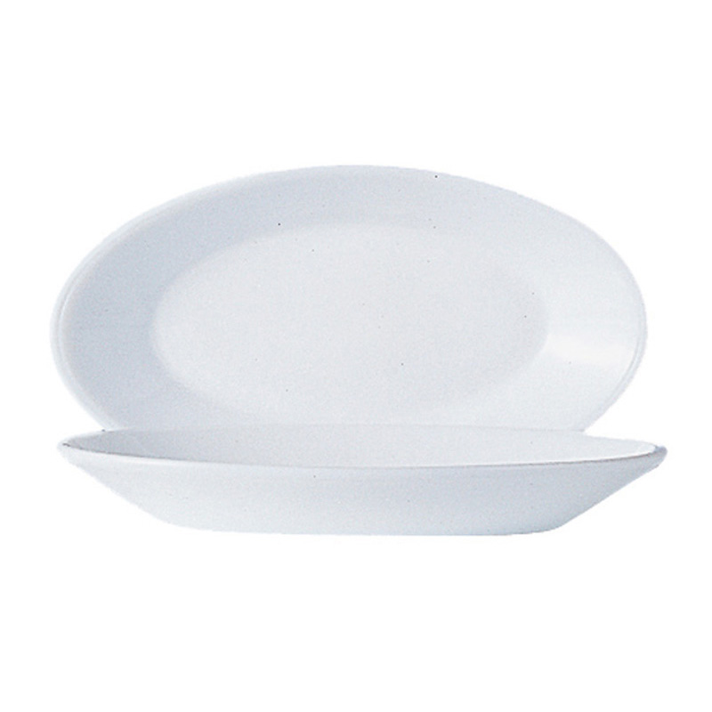 純白寬邊腰只盤(強化) 16cm