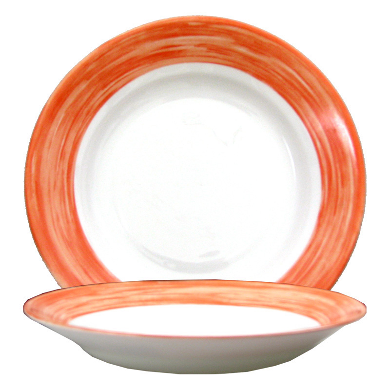橘刷彩湯盤(強化) 22.5cm