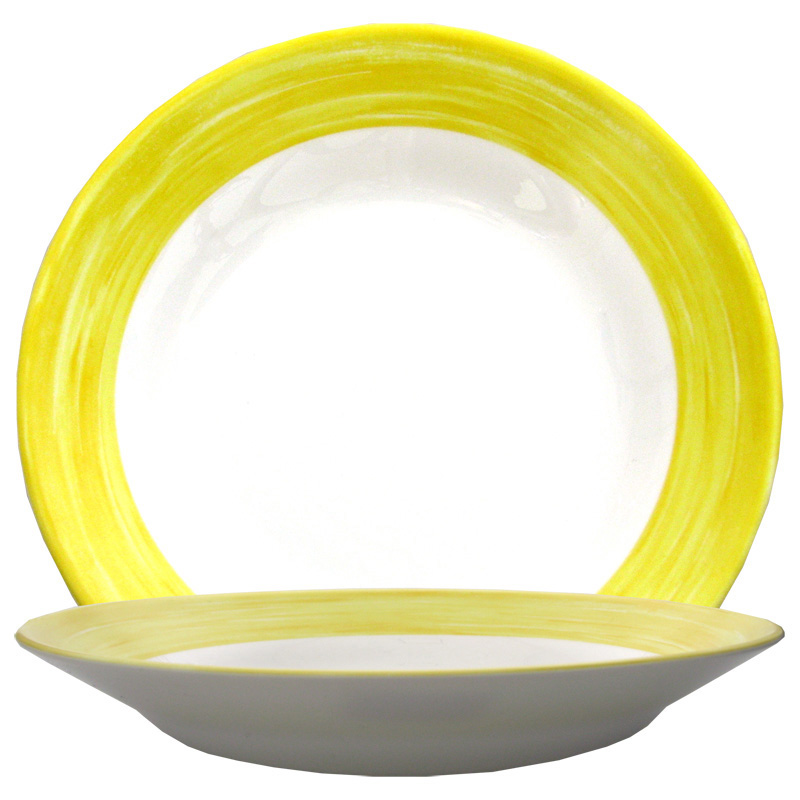 黃刷彩湯盤(強化) 22.5cm
