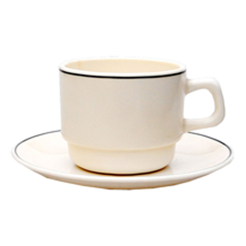 灰邊象牙咖啡杯底盤(強化) 16cm