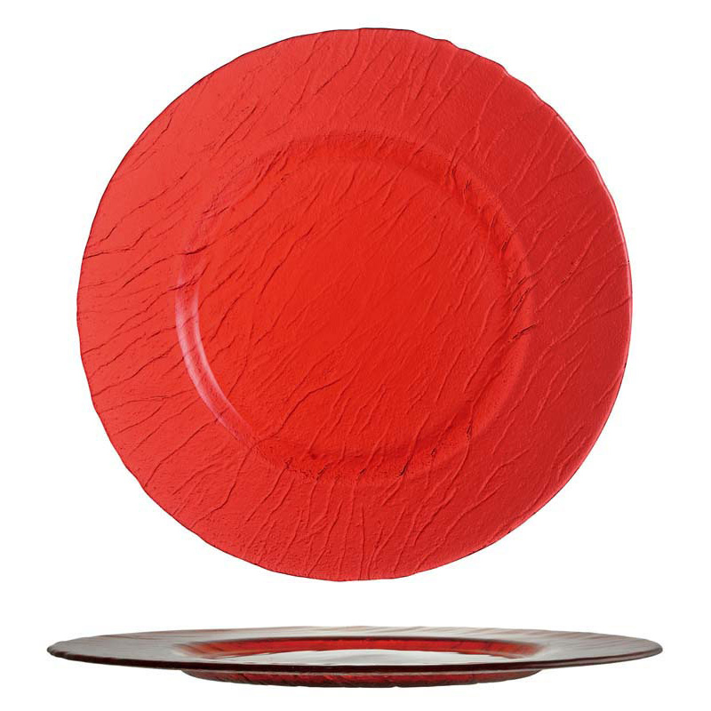 米那諾麗紅色礦紋平盤(強化) 32cm