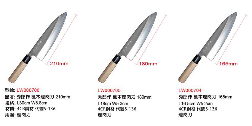 秀郎作 楓木理肉刀