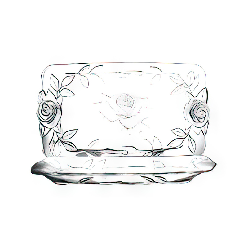 Arcoroc Crystal 玫瑰水晶長方水果盤 36.5cm